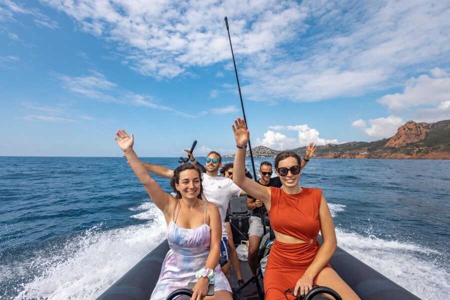 Cannes: Scenic Coves RIB Boat Tour - Riding the black RIB with 12 people