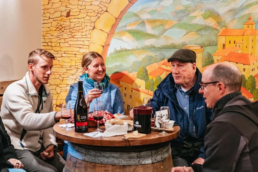 From Lyon: Golden Stones Beaujolais Wine Tasting Tour - The first tasting comes with a view and a pastry