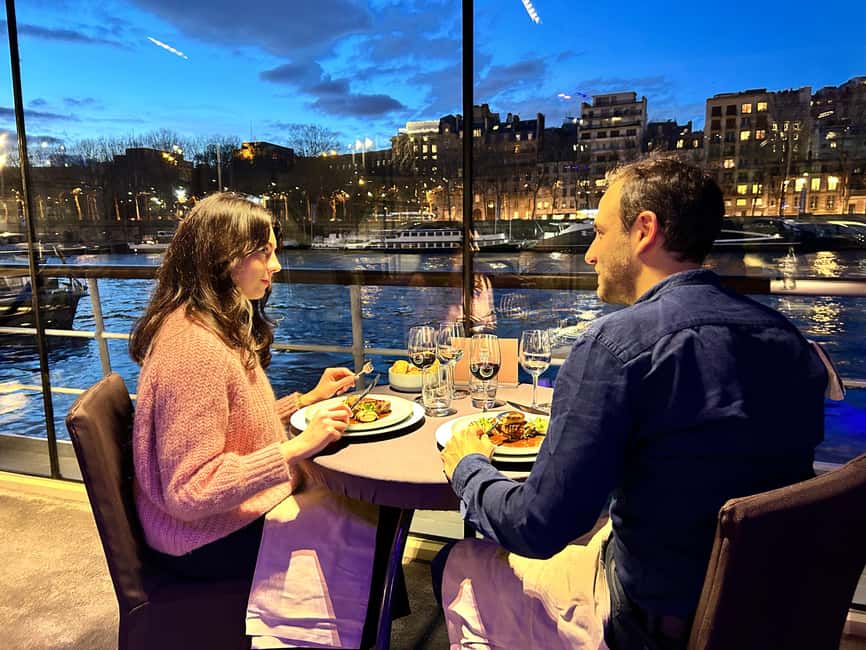 Paris: 3-Course-Dinner Cruise with Wine on the Seine River - Front seating, middle seating, and the view