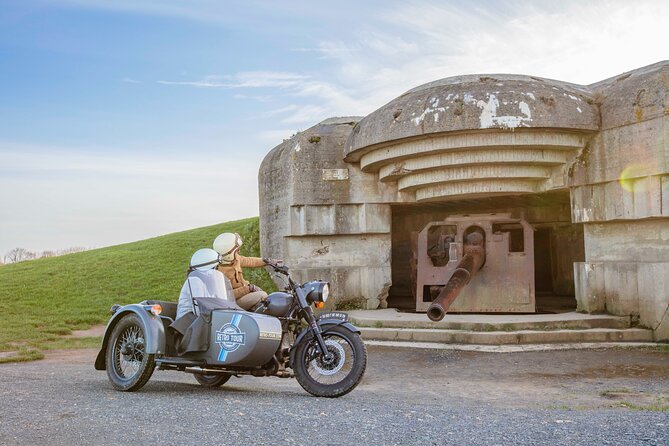 Private vintage sidecar tour of the D-Day Landing Beaches - Omaha Beach from the sand and the heights