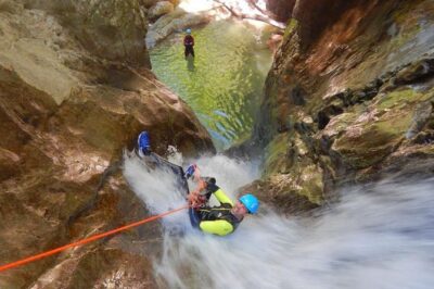 Sports canyoning in the Vercors near Grenoble